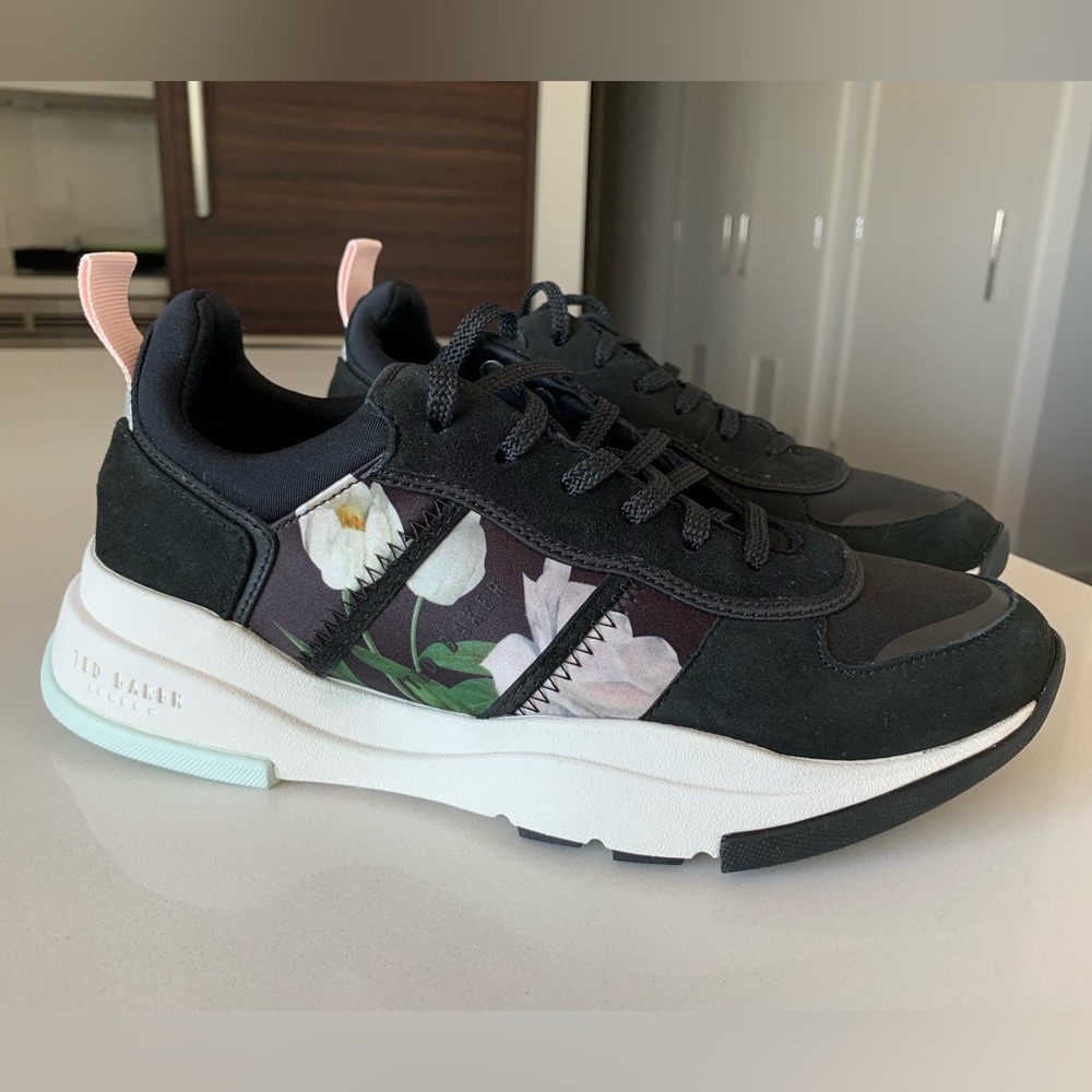 Ted Baker Floral Print Sneaker, Black